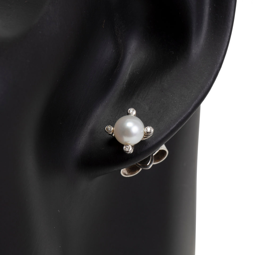 DAVID YURMAN Pearl & Diamond Stud Earrings - Pair