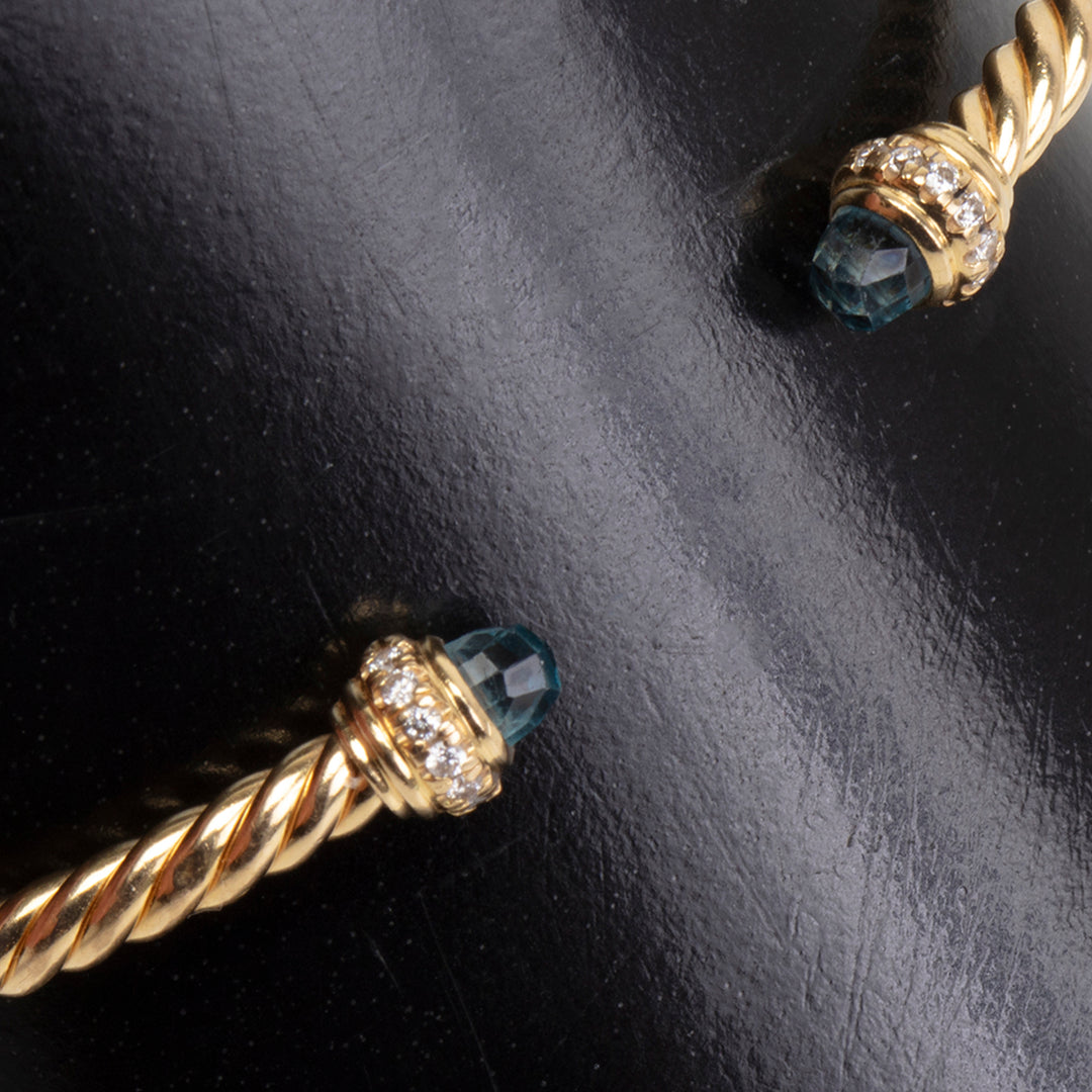 DAVID YURMAN Blue Topaz & Diamond Cable Bracelet - 3mm