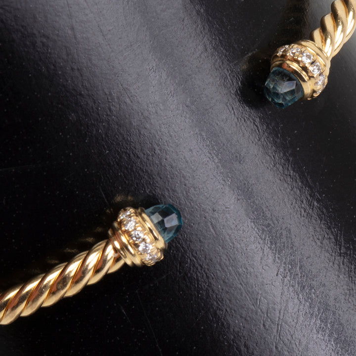 DAVID YURMAN Blue Topaz & Diamond Cable Bracelet - 3mm