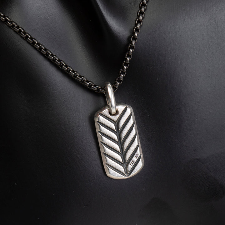 DAVID YURMAN Black Diamonds Chevron Tag w/ Stainless Chain