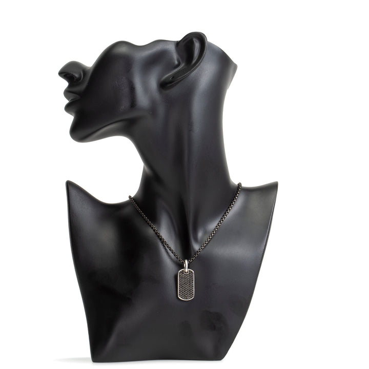 DAVID YURMAN Black Diamonds Chevron Tag w/ Stainless Chain