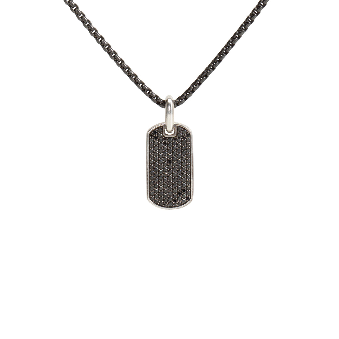 DAVID YURMAN Black Diamonds Chevron Tag w/ Stainless Chain