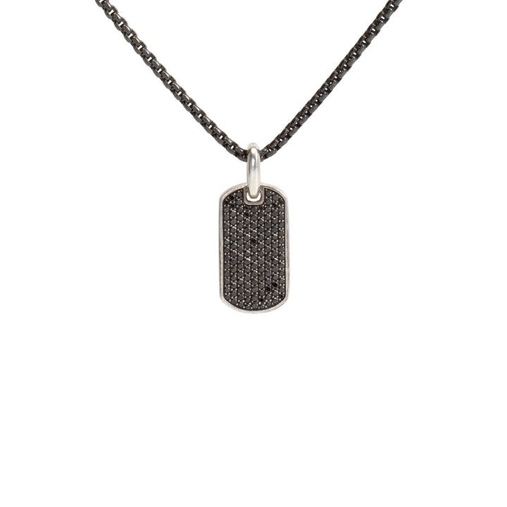 DAVID YURMAN Black Diamonds Chevron Tag w/ Stainless Chain