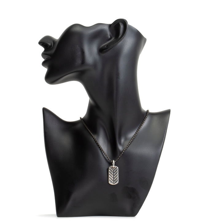 DAVID YURMAN Black Diamonds Chevron Tag w/ Stainless Chain