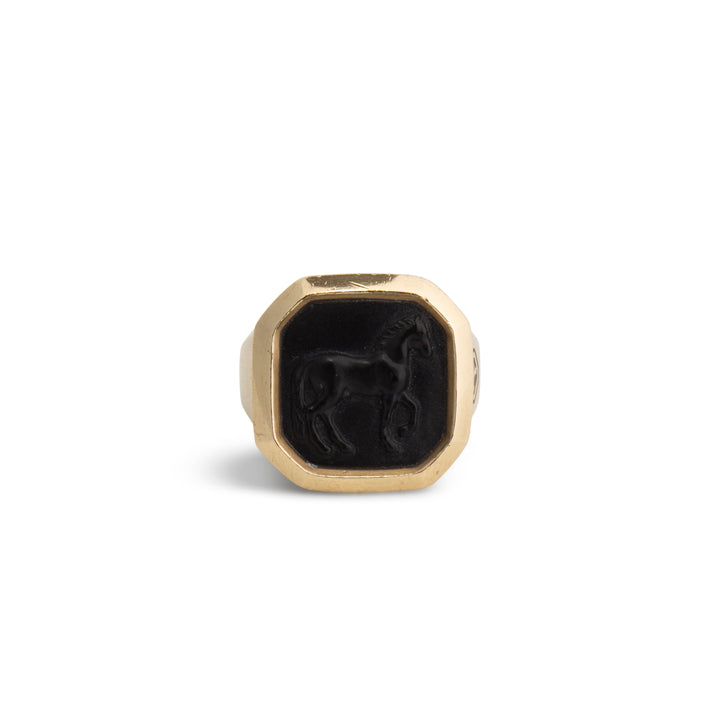 DAVID YURMAN Onyx Petrvs Horse Signet Ring