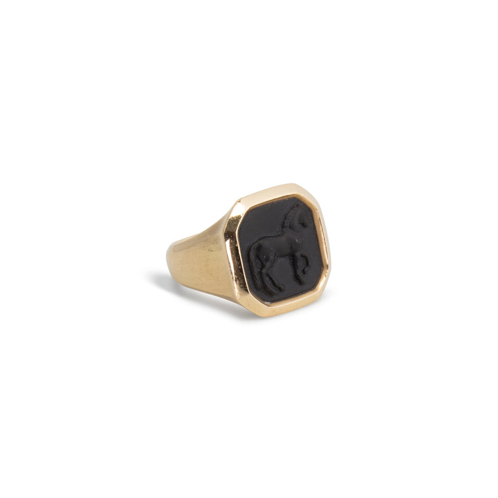 DAVID YURMAN Onyx Petrvs Horse Signet Ring
