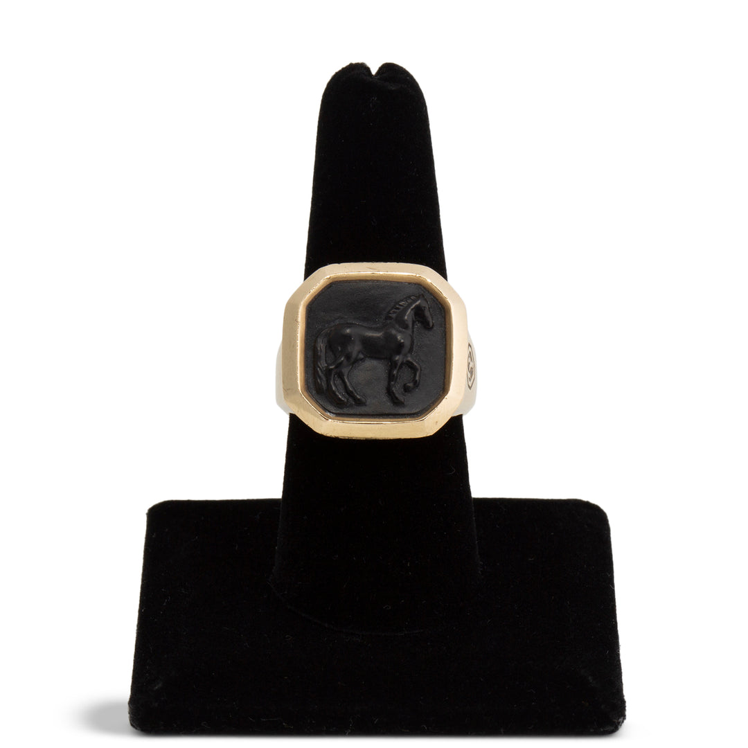 DAVID YURMAN Onyx Petrvs Horse Signet Ring