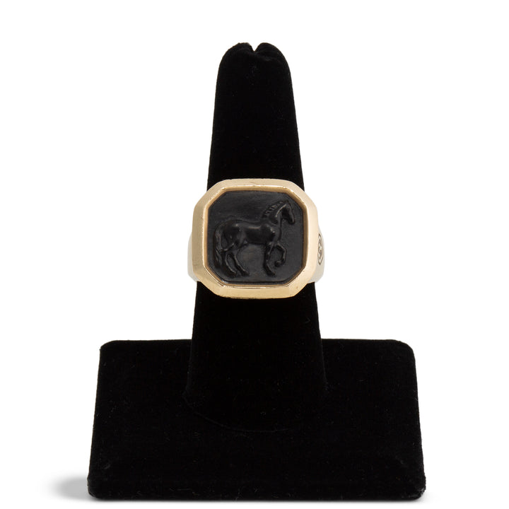 DAVID YURMAN Onyx Petrvs Horse Signet Ring