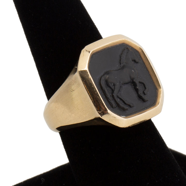 DAVID YURMAN Onyx Petrvs Horse Signet Ring