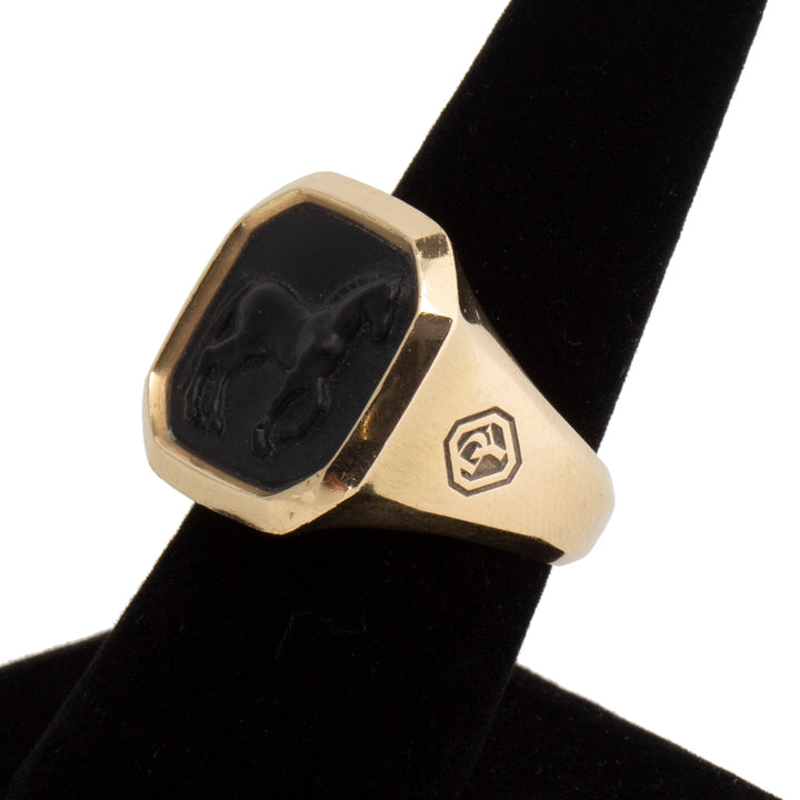 DAVID YURMAN Onyx Petrvs Horse Signet Ring