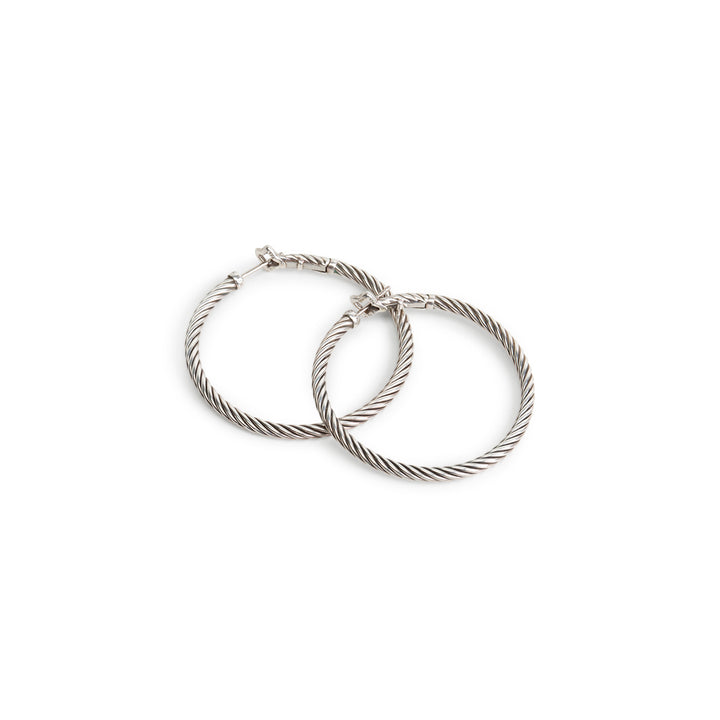 DAVID YURMAN Cable Hoop Earrings w/ French Clip Closure