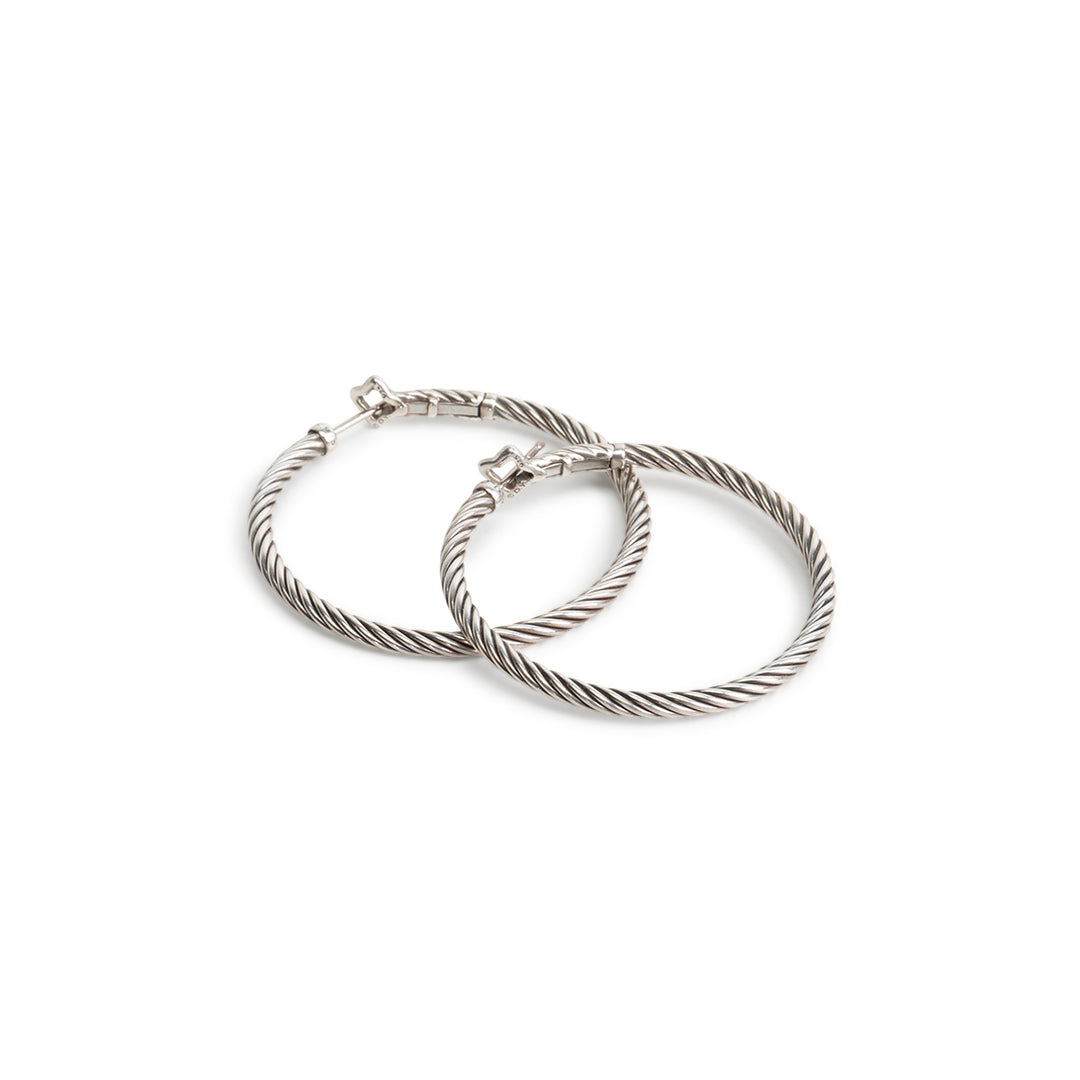 DAVID YURMAN Cable Hoop Earrings w/ French Clip Closure