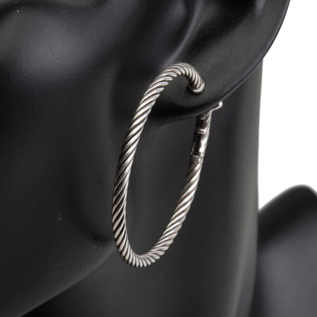 DAVID YURMAN Cable Hoop Earrings w/ French Clip Closure