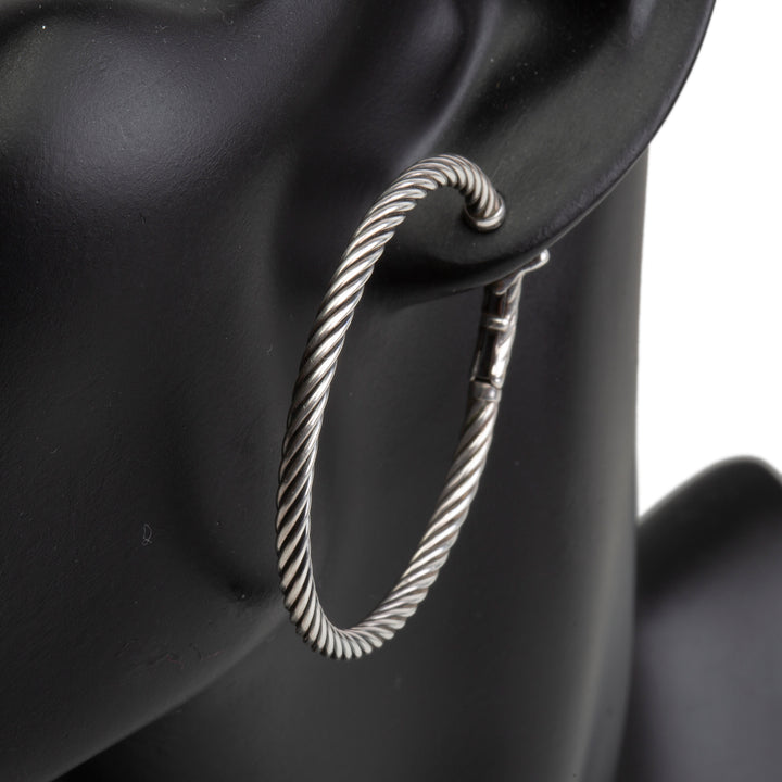 DAVID YURMAN Cable Hoop Earrings w/ French Clip Closure