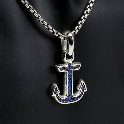 Sapphire Maritime Anchor Amulet Necklace - FINAL SALE