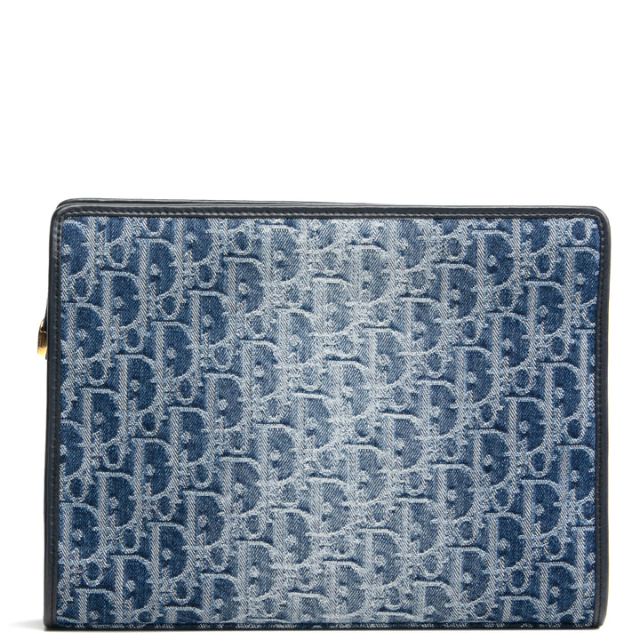 CHRISTIAN DIOR Denim Oblique 30 Montaigne Dea Pouch - Blue