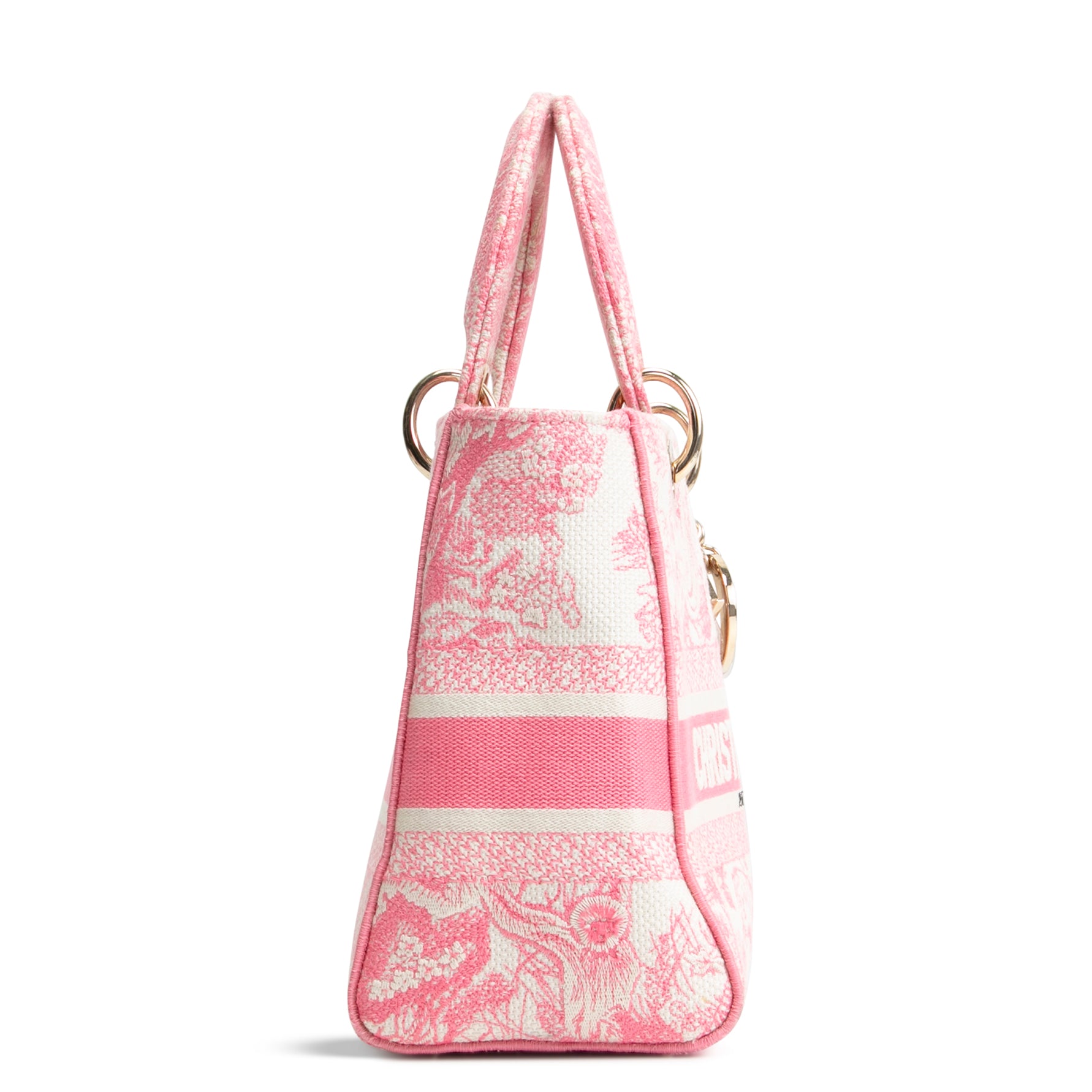 美品・ヴィンテージ【DIOR】LADY D-LITE刺繍トートバッグ DIOR Lady D-Lite Medium Toile de Jouy Embroidered- Pink
