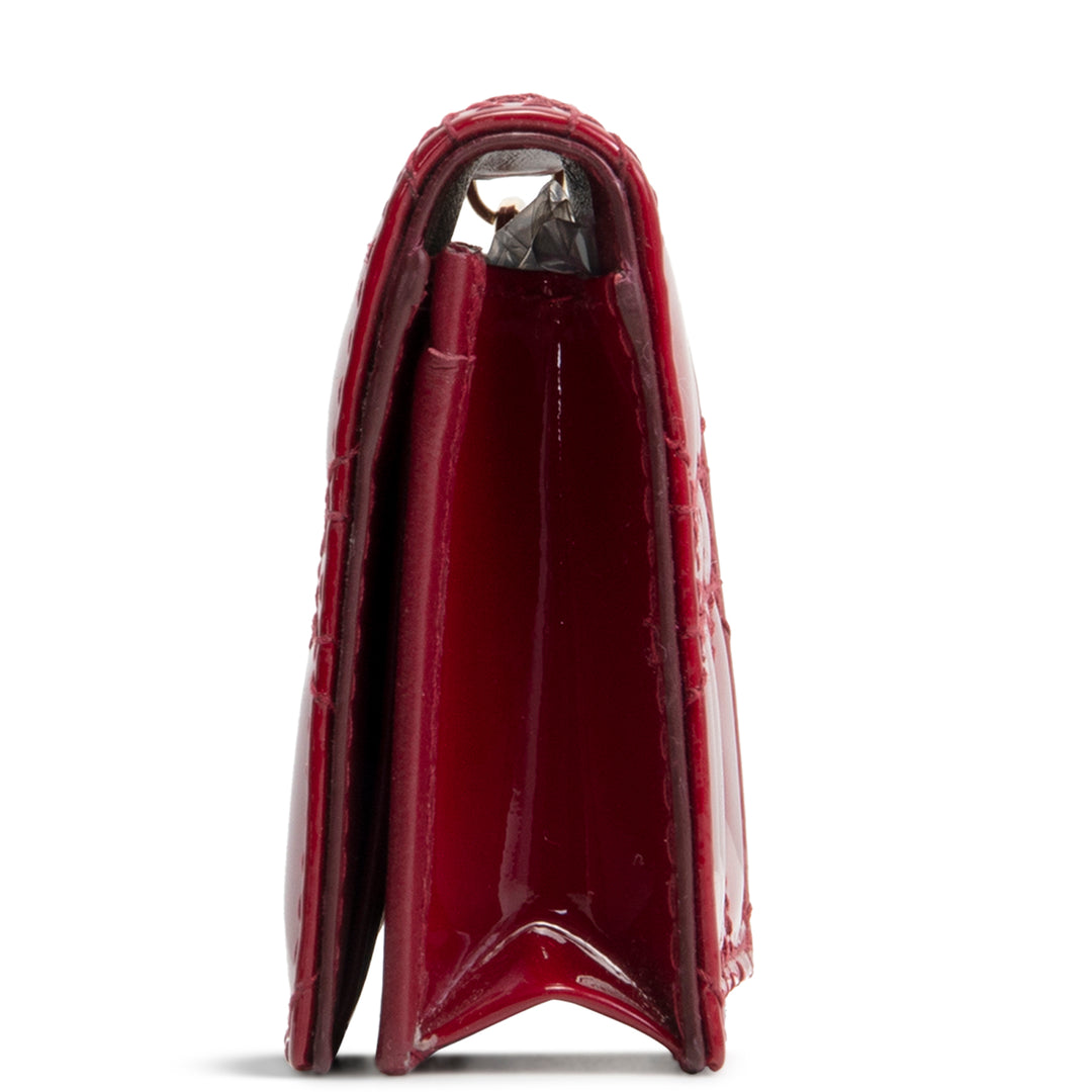 DIOR Lady Dior Bloom Card Holder Mini Patent Cannage - Cherry Red