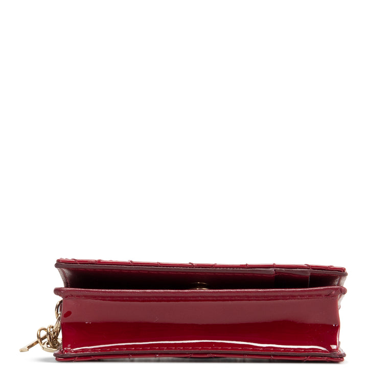 DIOR Lady Dior Bloom Card Holder Mini Patent Cannage - Cherry Red