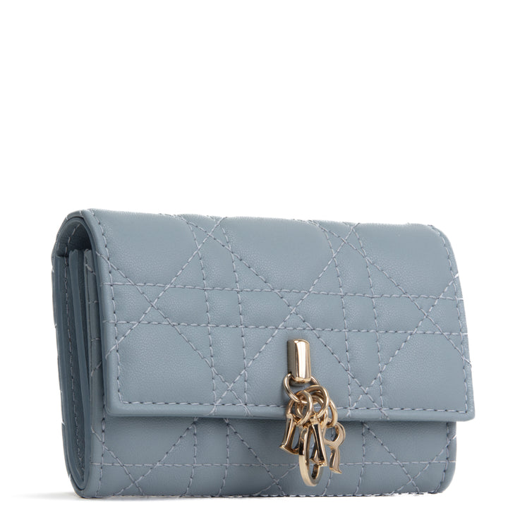 DIOR Leather Cannage Compact Wallet - Light Blue