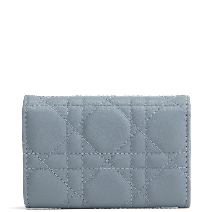 DIOR Leather Cannage Compact Wallet - Light Blue