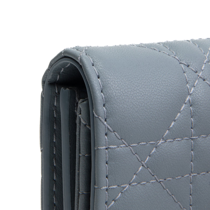 DIOR Leather Cannage Compact Wallet - Light Blue
