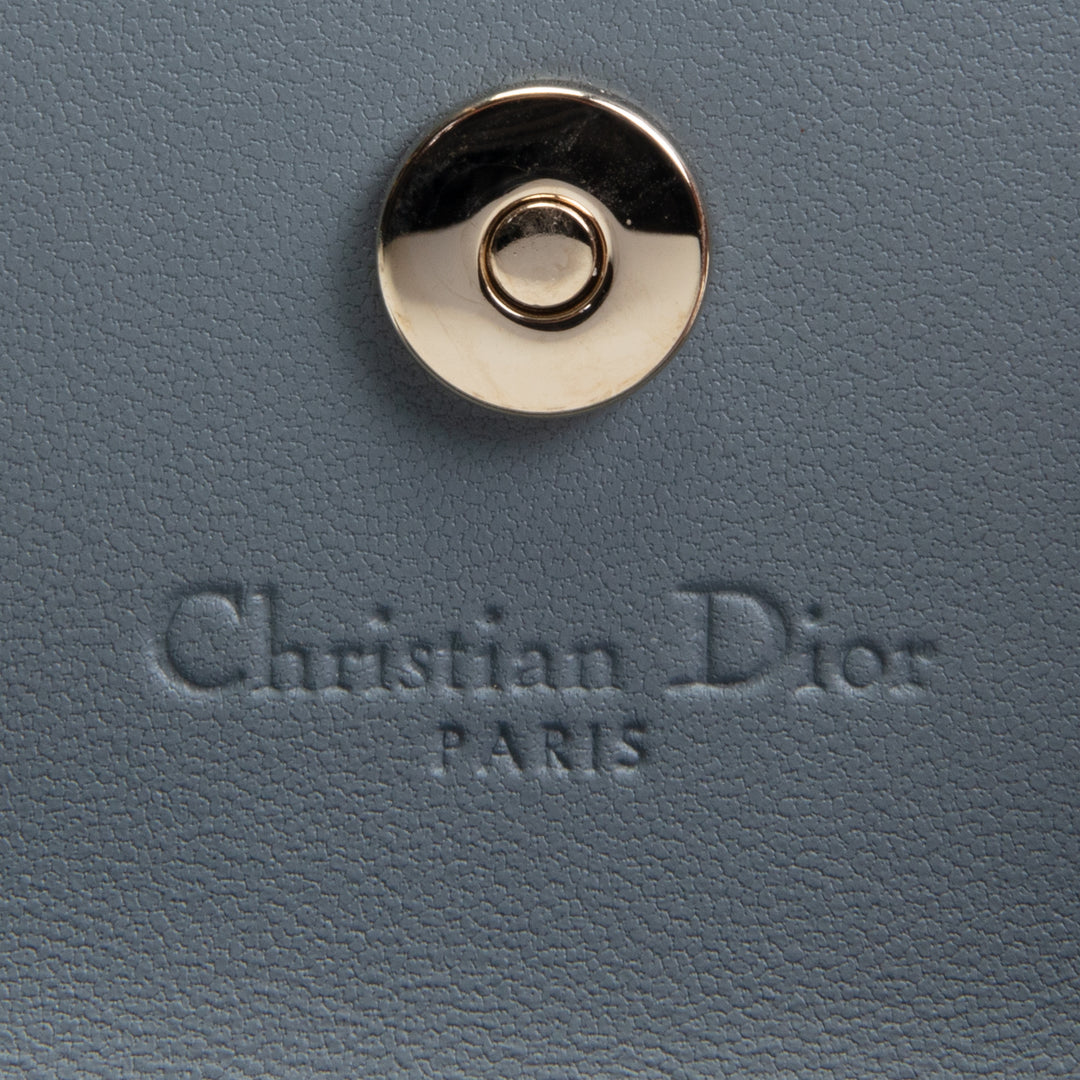 DIOR Leather Cannage Compact Wallet - Light Blue