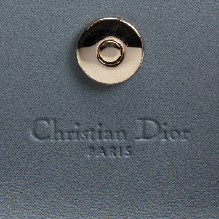 DIOR Leather Cannage Compact Wallet - Light Blue
