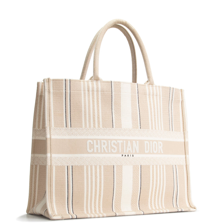 DIOR Striped Canvas Book Tote - Large