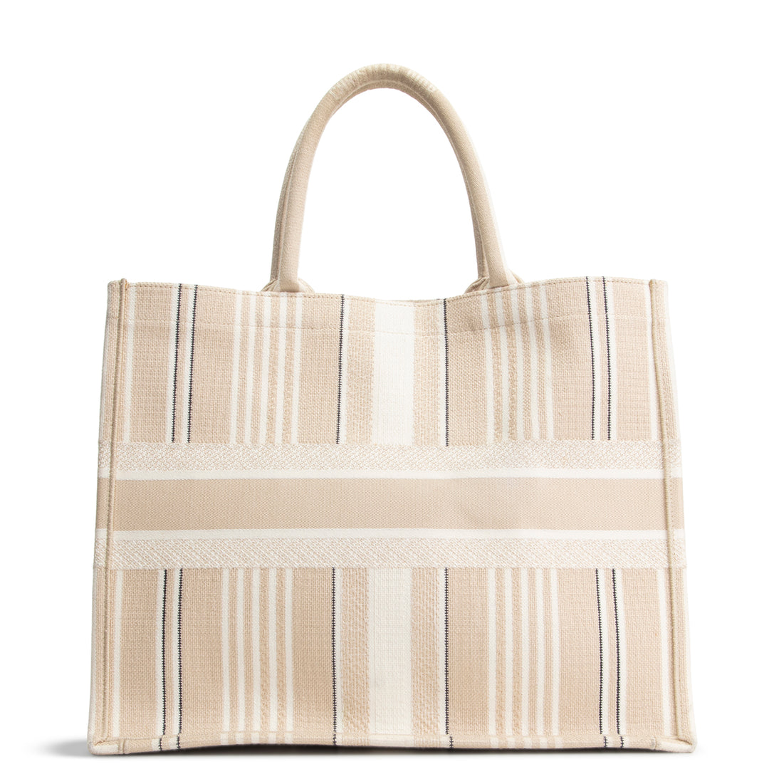 DIOR Striped Canvas Book Tote - Large