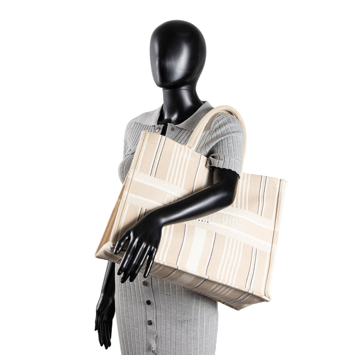 DIOR Striped Canvas Book Tote - Large