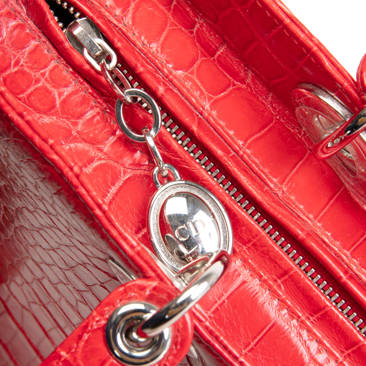 DIOR Large Lady Dior w/ Strap - Crocodile