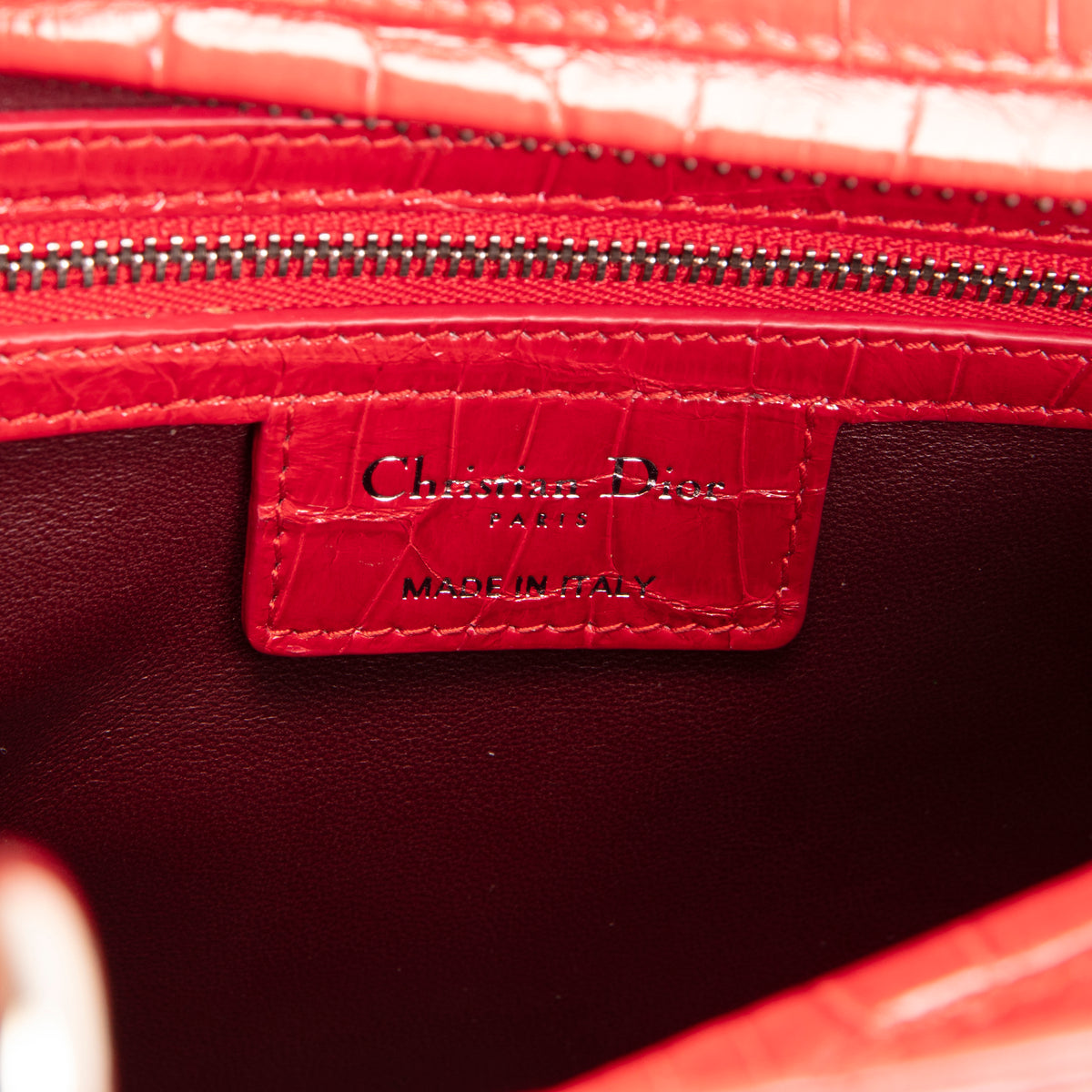 DIOR Large Lady Dior w/ Strap - Crocodile
