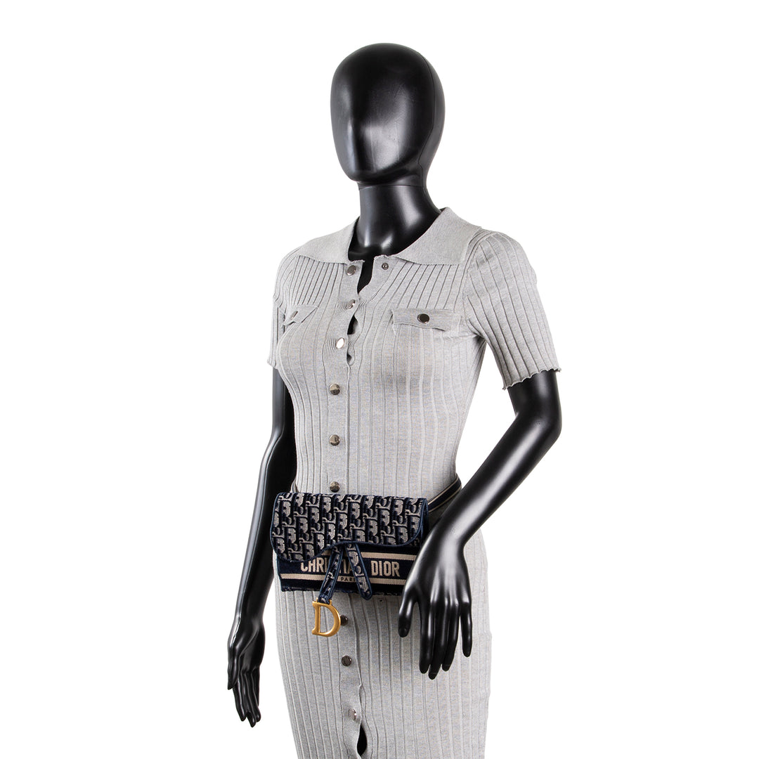 DIOR Velvet Oblique Saddle Belt Bag