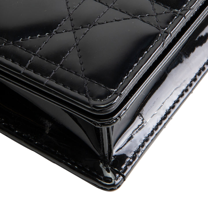 DIOR Patent Lady Pouch on Chain - Black
