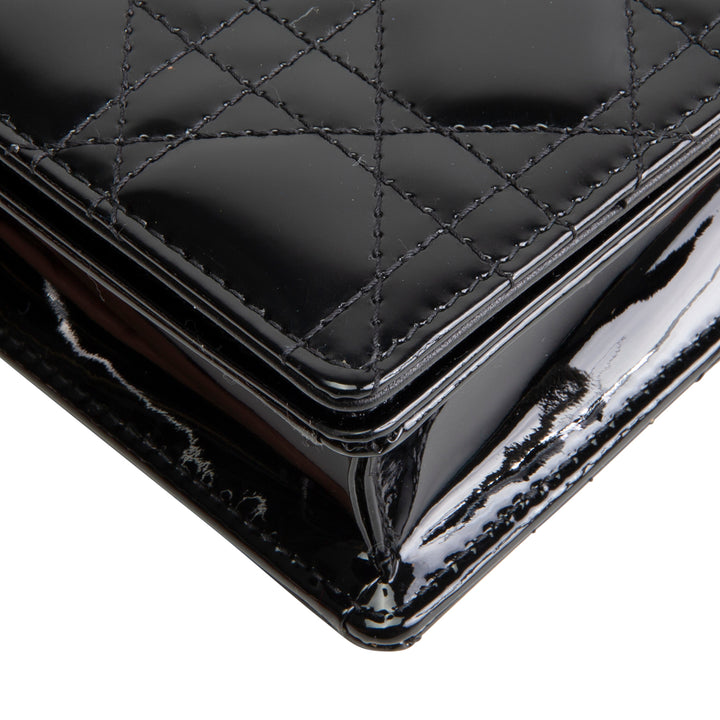 DIOR Patent Lady Pouch on Chain - Black