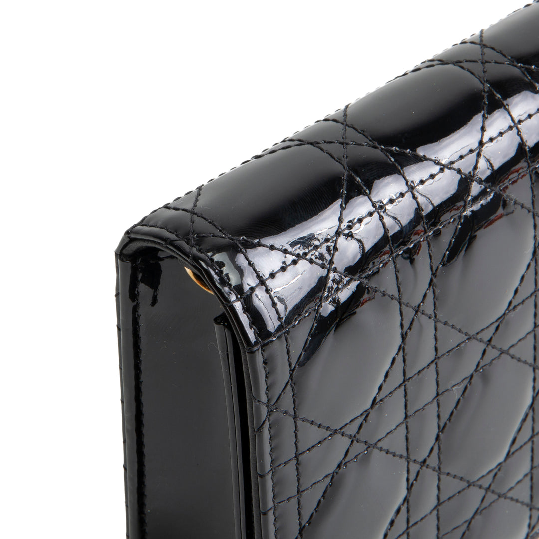 DIOR Patent Lady Pouch on Chain - Black