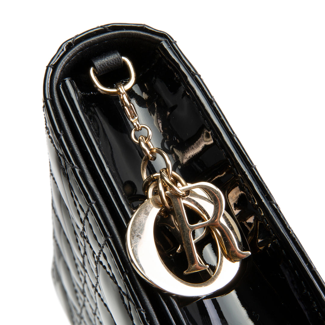 DIOR Patent Lady Pouch on Chain - Black