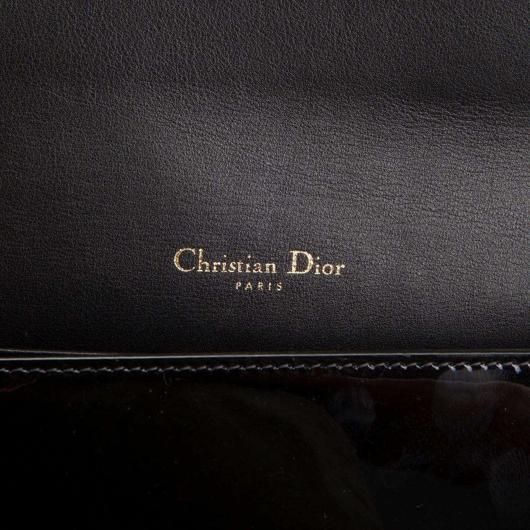 DIOR Patent Lady Pouch on Chain - Black