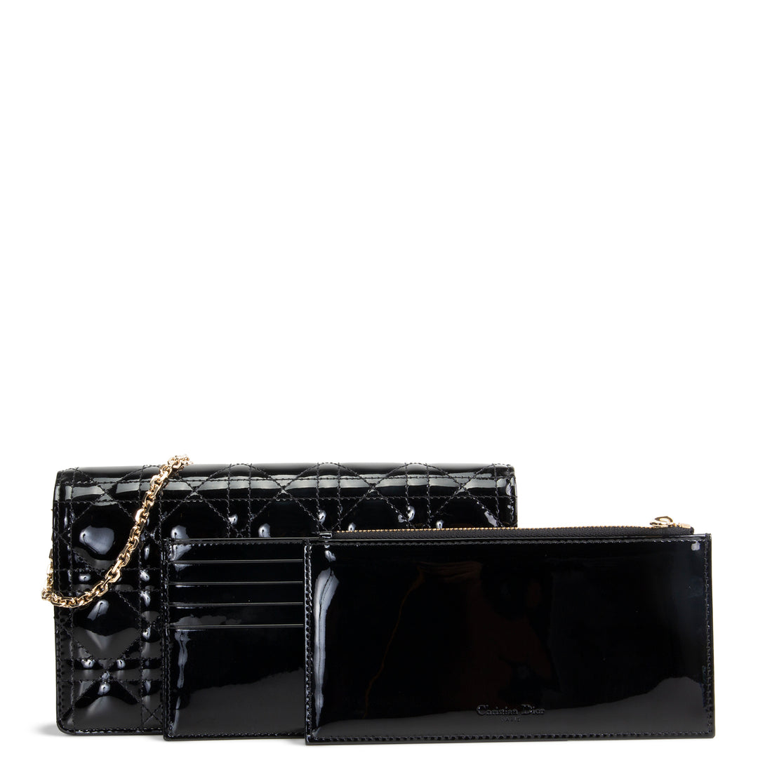 DIOR Patent Lady Pouch on Chain - Black