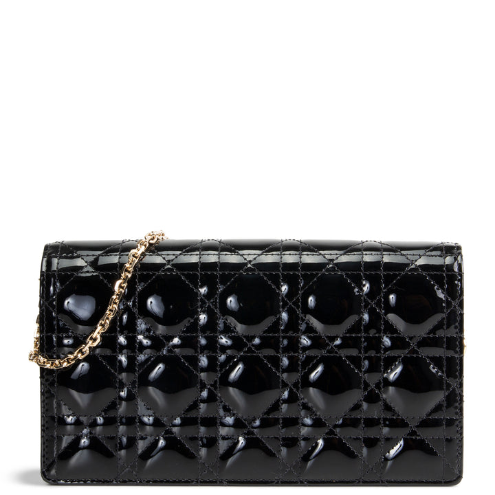 DIOR Patent Lady Pouch on Chain - Black