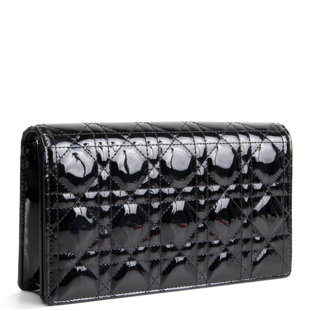 DIOR Patent Lady Pouch on Chain - Black