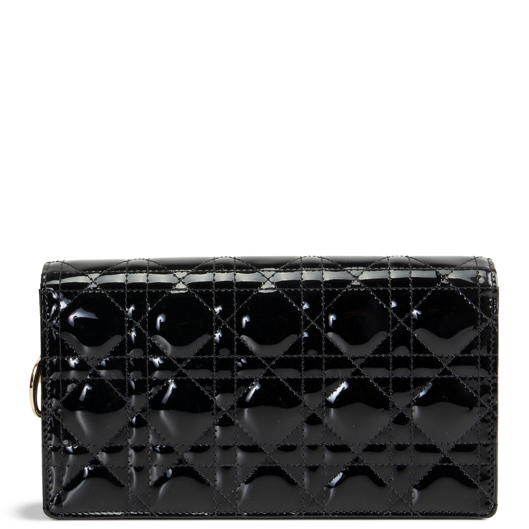 DIOR Patent Lady Pouch on Chain - Black