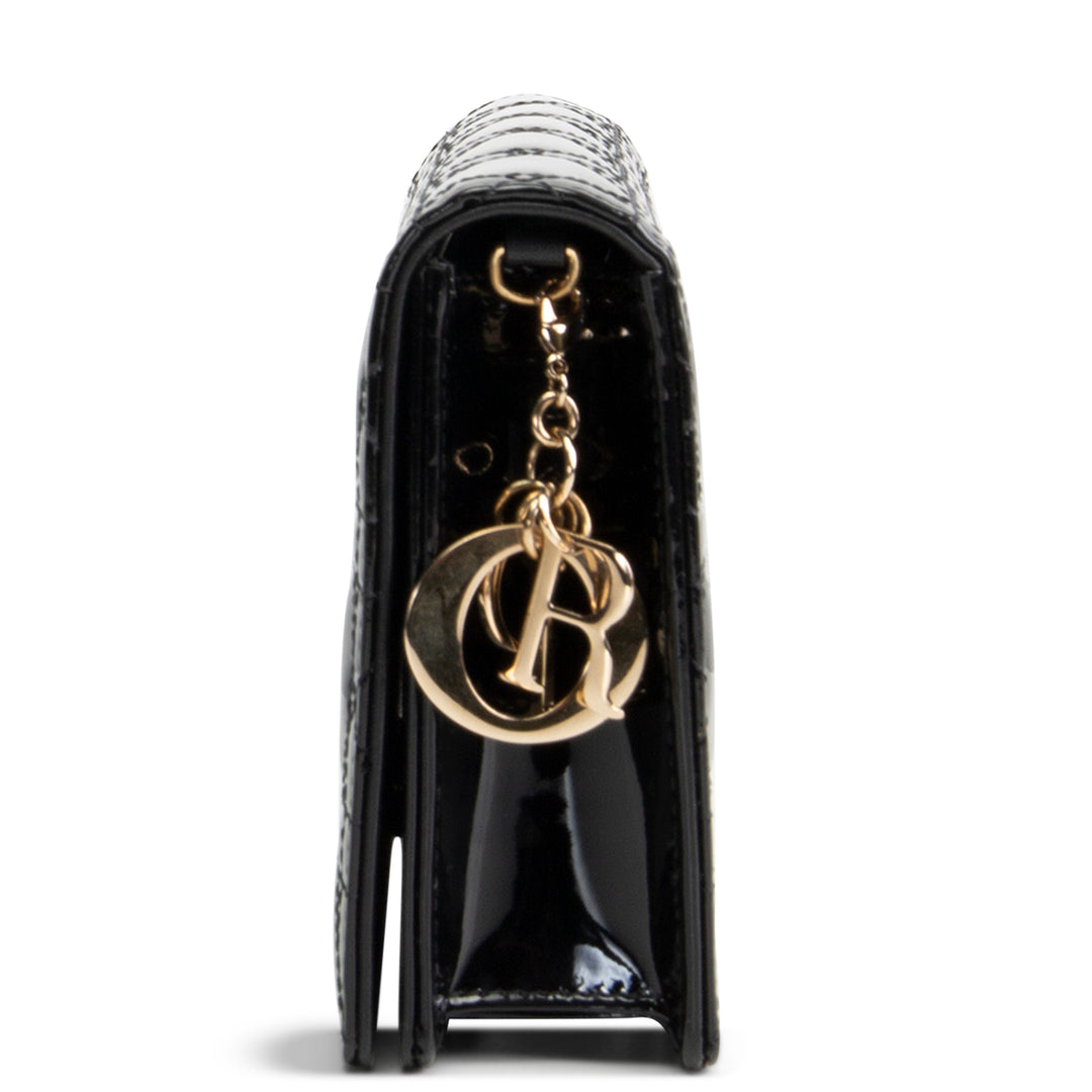 DIOR Patent Lady Pouch on Chain - Black