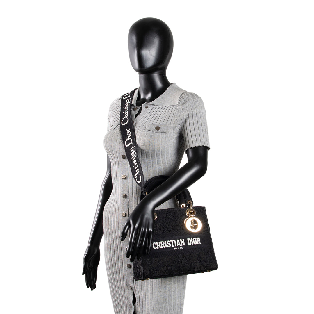 DIOR D-Lite Black Macrame Medium