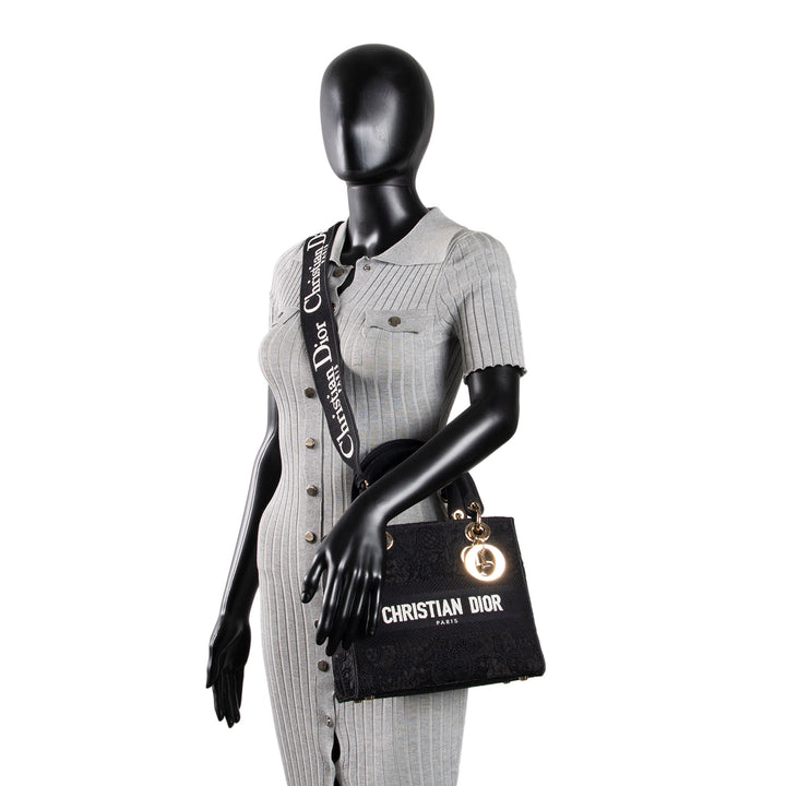 DIOR D-Lite Black Macrame Medium