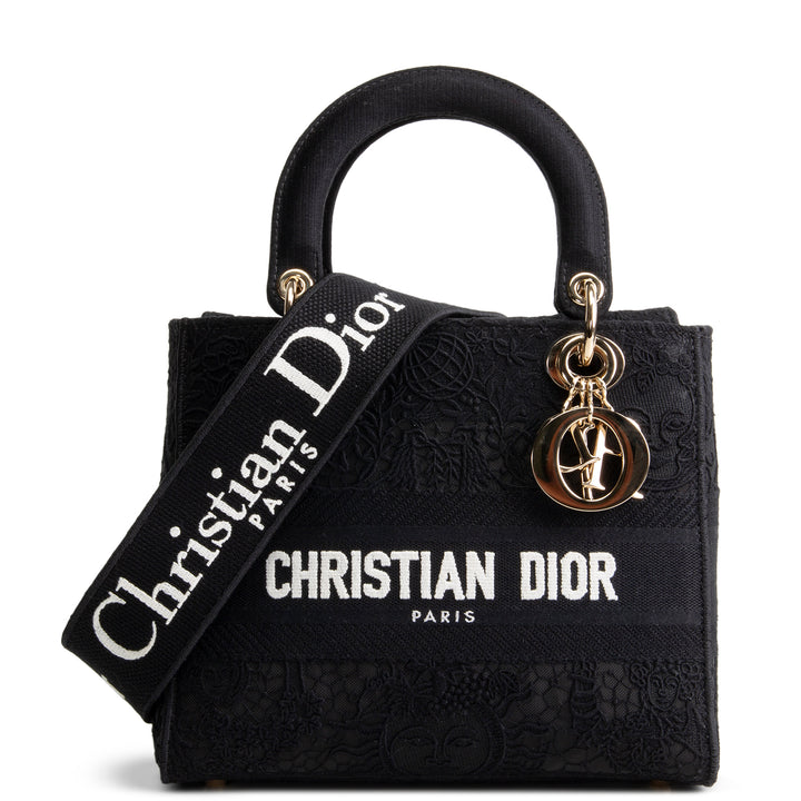 DIOR D-Lite Black Macrame Medium