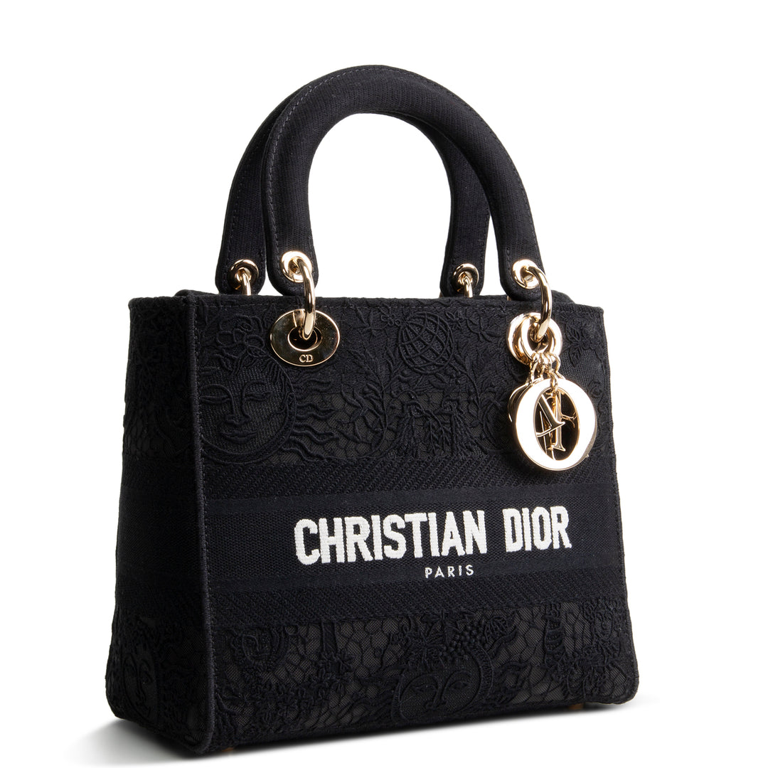 DIOR D-Lite Black Macrame Medium