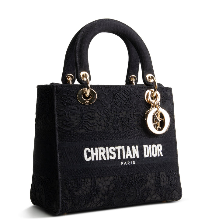 DIOR D-Lite Black Macrame Medium