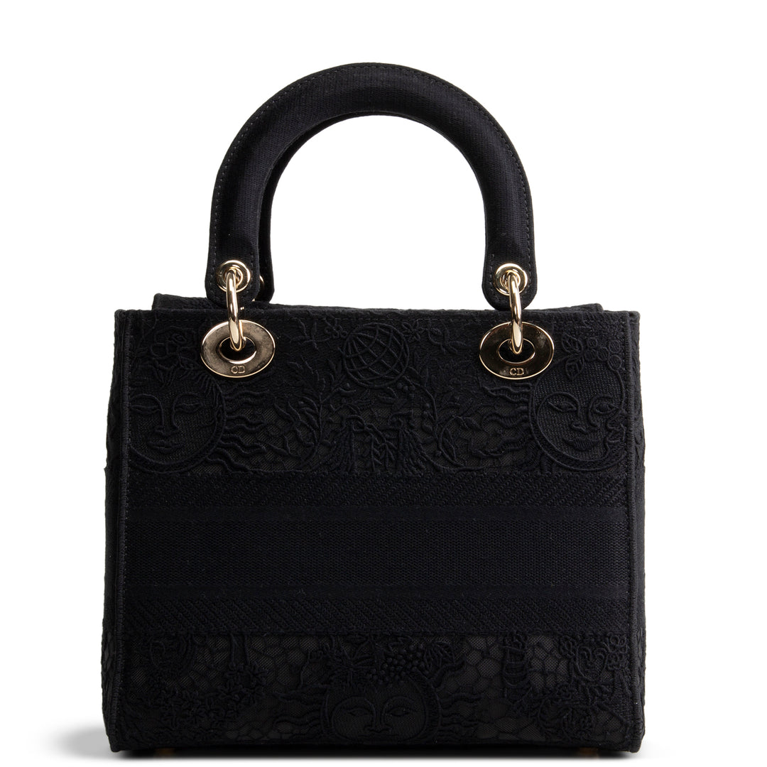 DIOR D-Lite Black Macrame Medium